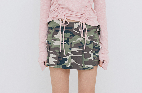 MICRO PLEATED WRAP SKIRT / CAMOUFLAGE