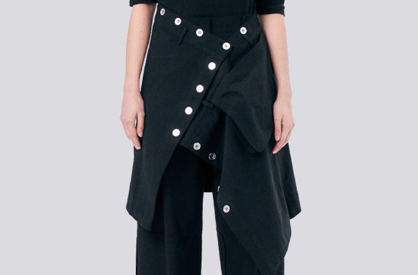 [LAST ONE] BUTTONS WRAP SKIRT / BLACK